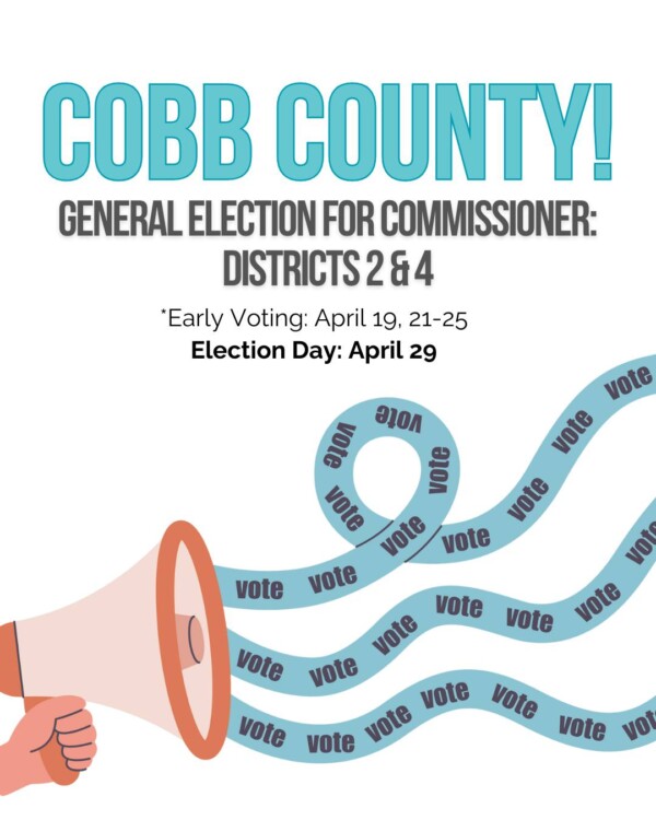 Early voting begins tomorrow for the Cobb County Commissioner races in Districts 2 and 4!Make your voice heard early—early voting runs from April 2 through April 25, ahead of Election Day on April 29.