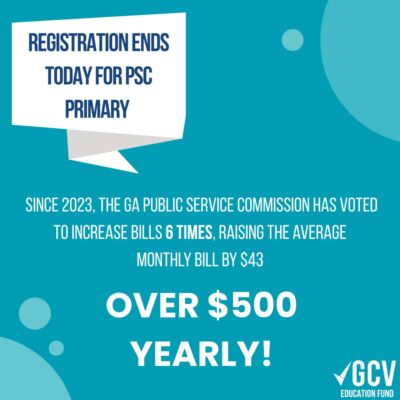 Georgia families: your power bill is on the ballot.🔌 Georgia is 1 of just 10 states where voters elect the board that regulates utility companies like Georgia Power. The Public Service Commission (PSC) sets your electricity rates — and shapes your monthly budget.

Don’t let this election fly under the radar!

📅 Election Day: Tuesday, June 17
⏰ Register by: May 19, TODAY

georgia.gov/voting or check your ballot with Branch via the link in bio.